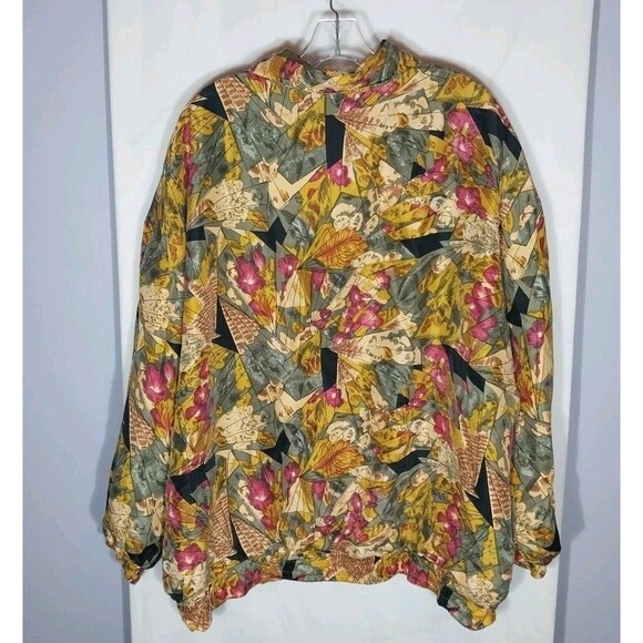 Vtg Fuda International Womens Silk Jacket 2X Colorful Tropical Buttery Soft Boho - Picture 5 of 9